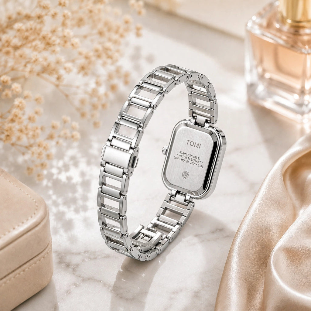 TOMI Women's Silver Minimalist Bracelet Watch