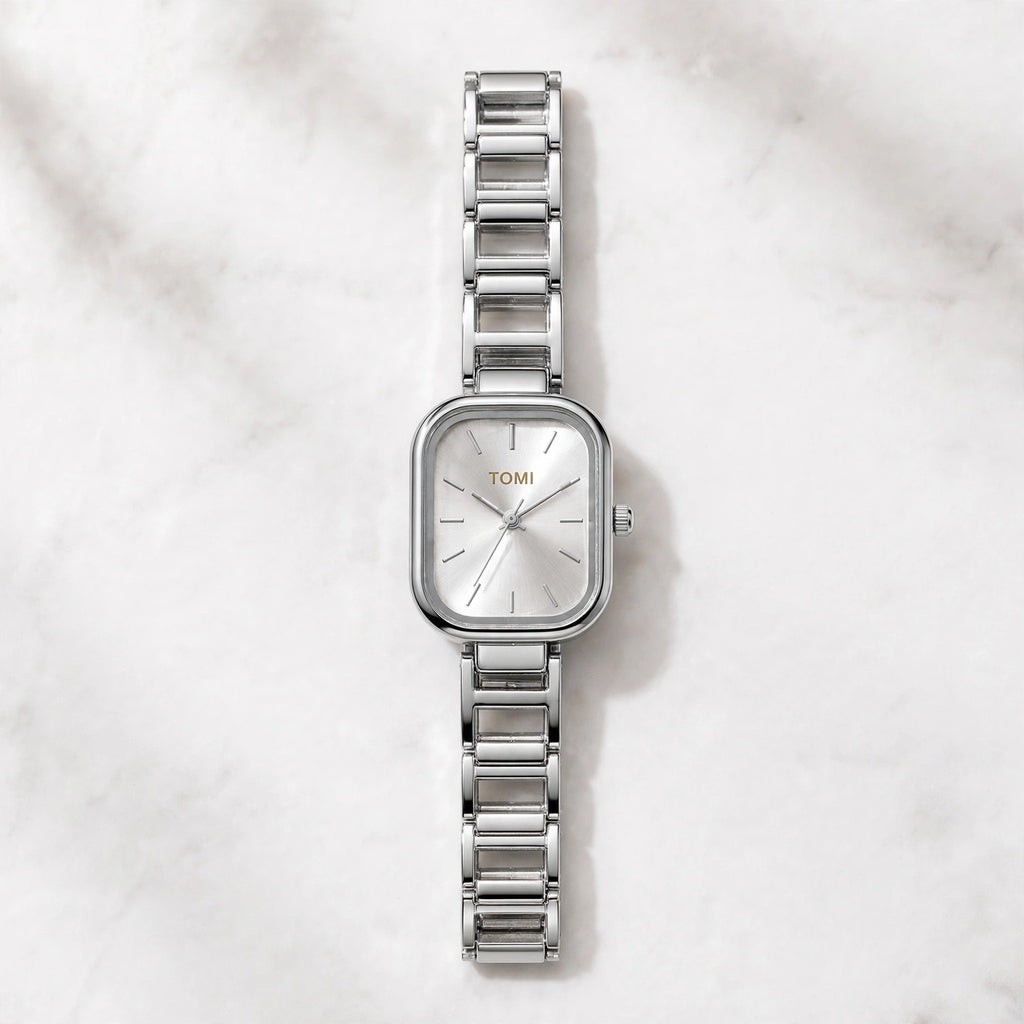 TOMI Women's Silver Minimalist Bracelet Watch