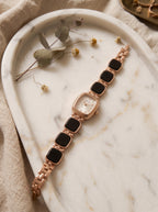 Blush Pink Enamel Bracelet Chain Vintage Watch for Women