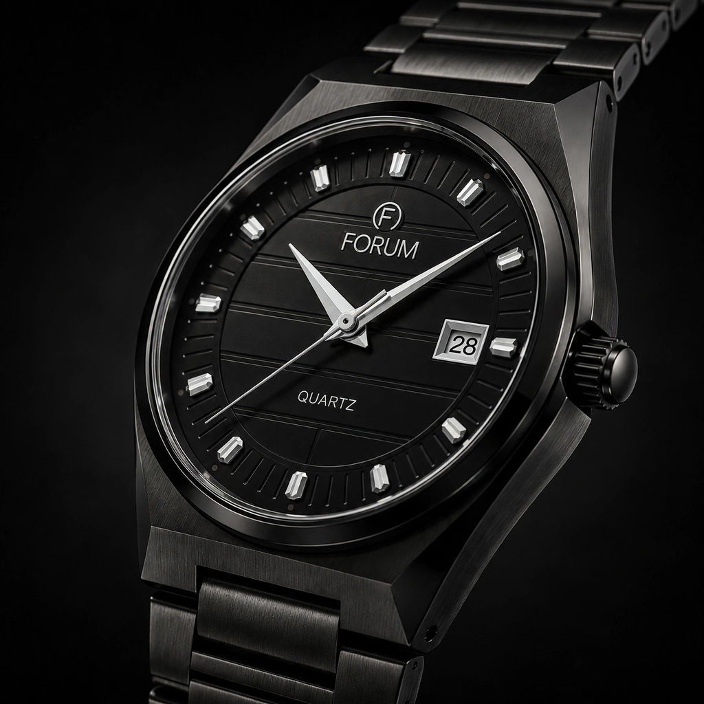Forum Classic Quartz I Black Stainless Steel Watch