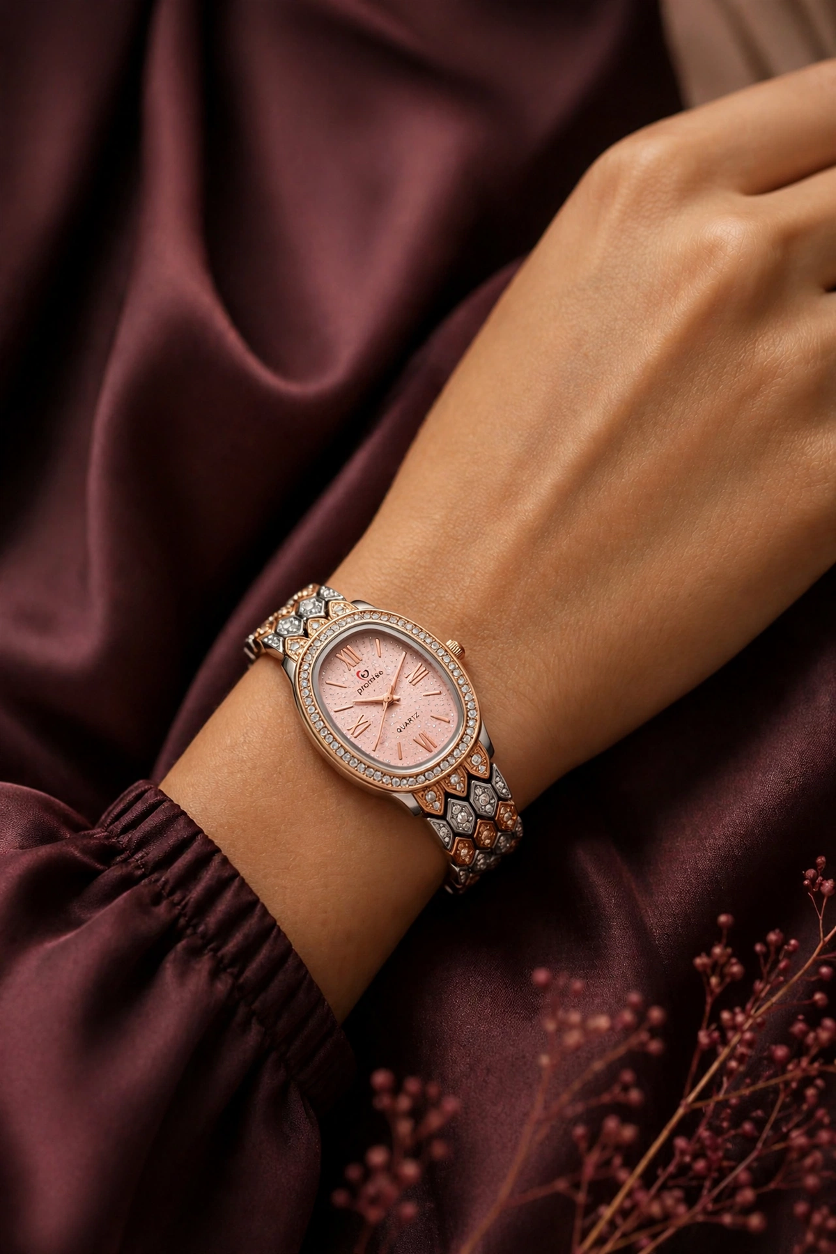 Promise Blush Oval - Diamond Luxury Watch for Women