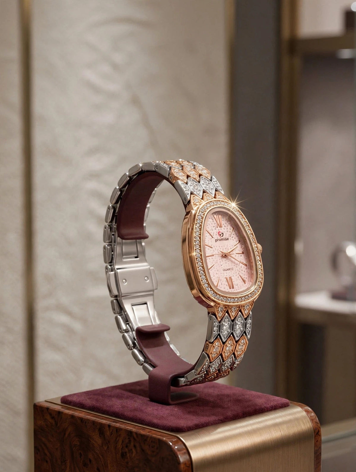 Promise Blush Oval - Diamond Luxury Watch for Women