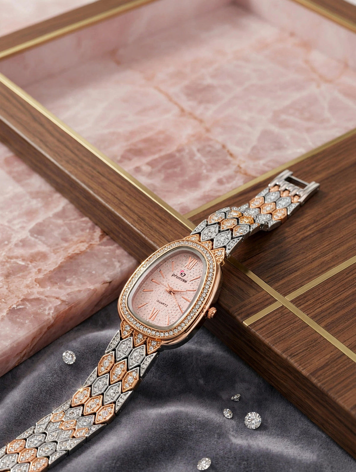 Promise Blush Oval - Diamond Luxury Watch for Women