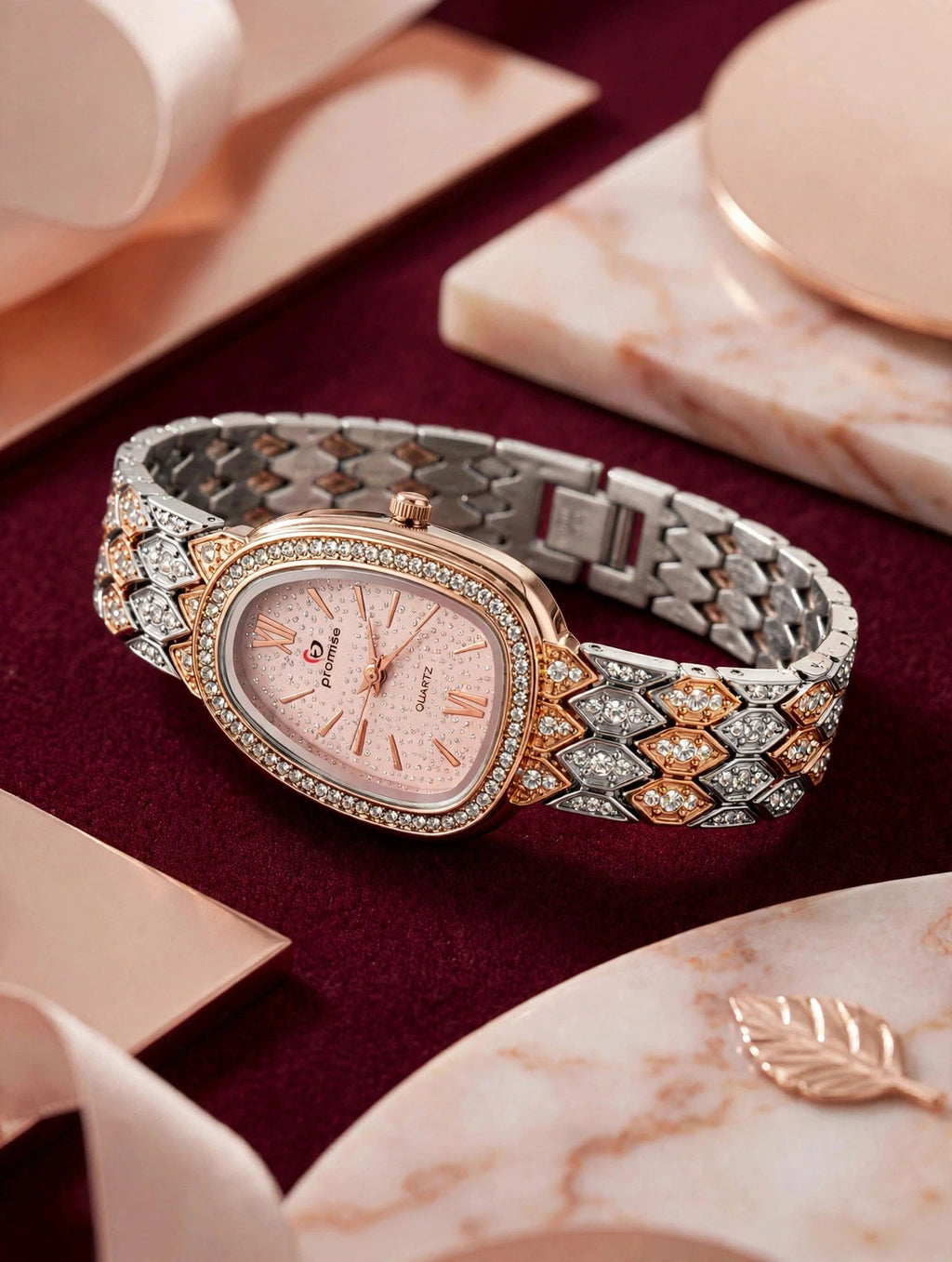 Promise Blush Oval - Diamond Luxury Watch for Women
