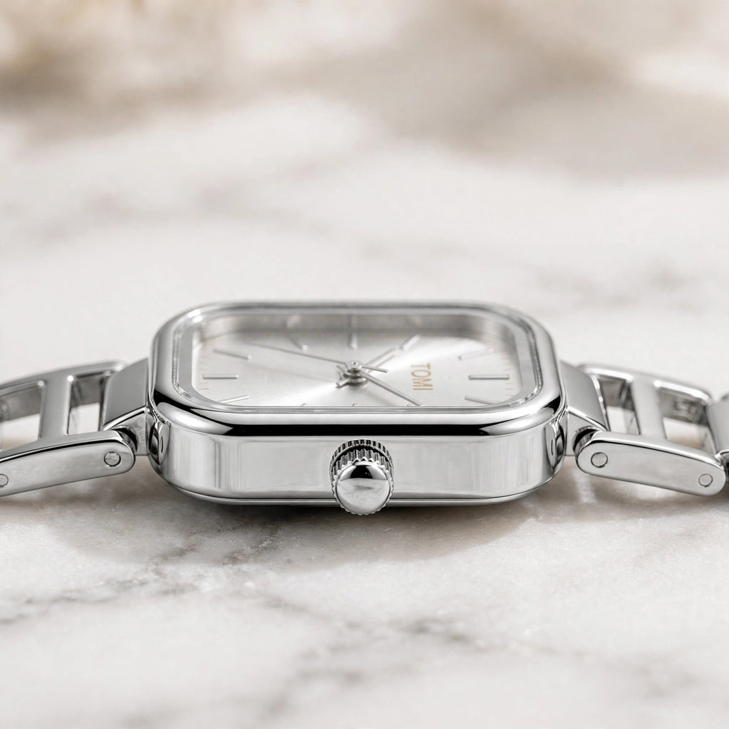 TOMI Women's Silver Minimalist Bracelet Watch