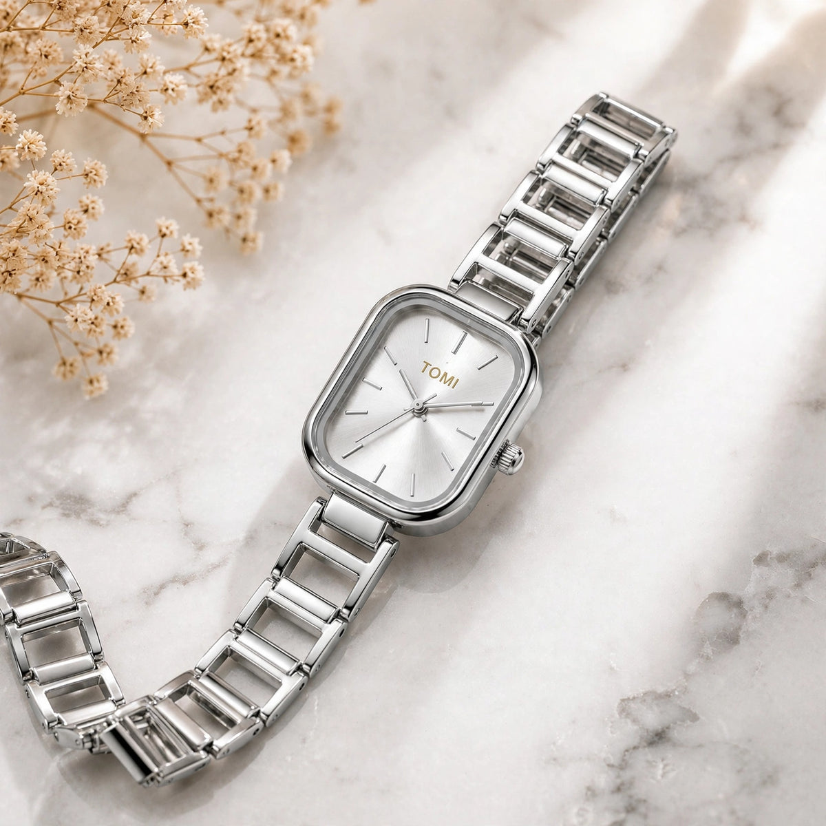 TOMI Women's Silver Minimalist Bracelet Watch